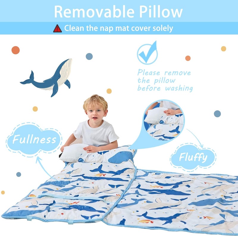 lasoftan Toddler Nap Mat with Pillow and Blanket, Extra Large Rolled Napping Mats,Slumber Bags for Boys Girls,Kids Sleeping Bag for Daycare, Preschool Travel Camping - Image 5